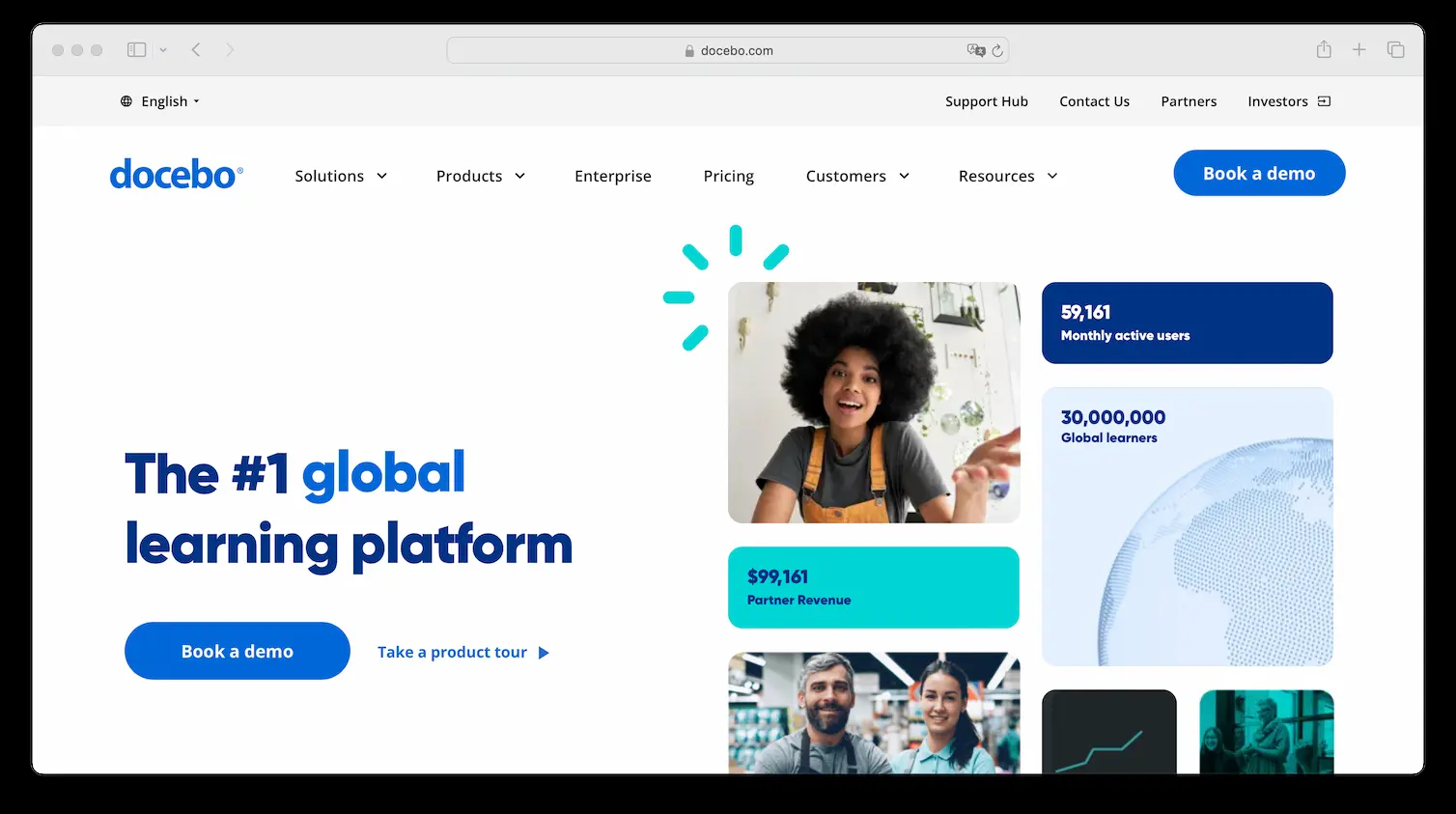 docebo homepage screenshot